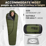 Mummy Sleeping Bag for Adults, 25℉-36℉ Cold Weather Backpacking Sleeping Bag, Lightweight 3-4 Season Winter Camp Bag with Adjustable Hood & Compression Sack, Machine Washable