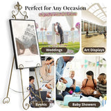60” H Vintage Easel Stand for Sign, Large Adjustable Metal Display Standing for Displaying Pictures
