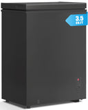 TABU 3.5 Cu Ft Chest Freezer, Freestanding Compact Chest Deep Freezer with 7 Level Adjustable Thermostat& Removable Storage Basket, Energy Saving (Black)