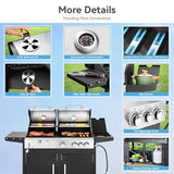 3 Burner Propane Gas and Charcoal Grill Combo with Side Burner & Porcelain-Enameled Cast Iron Grates, 37,000 BTUs 685 SQIN Dual Fuel Outdoor BBQ Grill