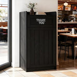 40 Gallon Restaurant Trash Can Cabinet, Wooden Commercial Trash Can with Tray Holder