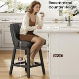 REONEY Swivel Bar Stools Set of 3, 26" Upholstered Counter Height Barstool | Waterproof PU Leather Seat
