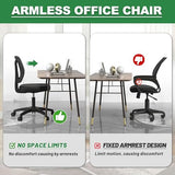 Swivel Armless Desk Office Chair Without Arms Adjustable Height and Lumbar Support for Home