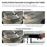 9 Piece Marble Expandable Dining Table Set with 8 Comfy Dining Chairs