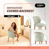 VINGLI Chenille Curved-Back Armless No Wheels Vanity Chair for Girls, Cute & Furry