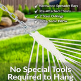 Sunnydaze Extra Large Quilted Hammock with Spreader Bars - 2-Person Hammock for Outside - Blue and White Stripe