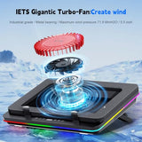 RGB Laptop Cooling Pad Equipped with Gigantic Turbo-Fan（5.5inch Diameter