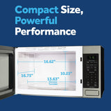 GE Countertop Microwave Oven, 1,150-watt Capacity, 1.6 Cubic Ft., 8 Auto Setting Cooking Settings, Child-Lock Technology, Kitchen Essentials for the Countertop, Dorm Room or Apartment, Stainless Steel