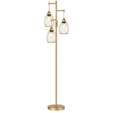 Dimmable Floor Lamp, Industrial Floor Lamps for Living Room, Gold Tree Lamp Standing Lamp Tall Lamps with 3 Elegant Teardrop Cage Head & 800 Lumens LED Bulbs for Living room Bedroom Office Dining Room