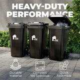Outdoor Garbage Can with Lid - 32 Gallon Trash Can for Backyard, Deck, Garage - Dual Wheels, Extra Heavy-Duty Black, 2-Pack