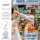 Foldable Double Basket Trolley with 360° Swivel Wheels, Dense Metal Mesh Bottom Utility Carts for Condo/Laundry