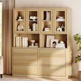 WAMPAT Modern 72" Tall Bookshelf with 6 Drawers and Book Shelves