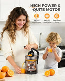 Amzpass Electric Orange Juicer, Citrus Juicer Squeezer with 2 Interchangeable Cones, 160W Electric Juicer Machine with Stainless Steel Body