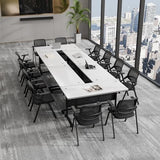 Usosidam Folding Conference Room Table, Modular Mobile Large Flip-Top