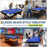 Garvee 7 Billiards Table, Adults Folding Billiards Tables, Portable Pool Table, Pool Tables Set for Family Game Room, Adult Rrec Room, Blue