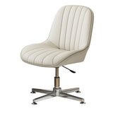 Adjuble Armless Office Chair - Upholstered Bei Seat, No Wheels Fixed Legs, Modern Swivel Design, Slish Desk Chair for Home & Office Use