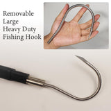 Dutiplus Telescopic Fish Gaff with Stainless Sea Fishing Spear Sharp Hook Tackle, Non-Slip Handle Thickened Aluminium Alloy Pole for Saltwater Offshore Ice Tool