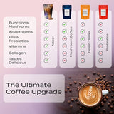 Atlas+ Latte Mushroom Coffee Superblend– Premium Coffee with Collagen, Probiotics, D3 & B12, Lion’s Mane, Reishi, Cordyceps, Coconut– for Energy, Focus, Immunity & Gut Health– 40 Servings (2 Bags)