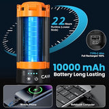 CAVN Rechargeable Camping Lights with Remote & Detachable Tripod Max Height 6.7 ft, Portable Work Light with 3 LED Lamp Heads, Camping Essentials Gear Emergency Flashlight with Hook, Orange