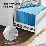 DUMOS Lateral File Cabinet with 3 Drawers Rolling Filing Cabinets Under Desk Storage Printer Stand Wood Organizer, White