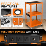 Auto Dynasty Height Adjustable AV Presentation Cart with Power Strip, Rolling Storage AV Carts for Video Projector,