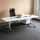 7.5FT Foldable Rectangle Conference Table, Mobile Meeting Tables with Cable