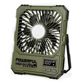 NAOIY Portable Fan, Camping Fan, 6-Inch Rechargeable Ultra Thin Foldable Desk Fan with LED Light, Built-in Power Bank, Remote Control, Hook for Outdoor Camping Tent Travel Emergency (20000mAh, Green)