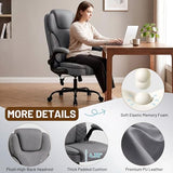Hayelf Ergonomic Office Chair, PU Leather High Back Executive Chair with Adjustable Inflatable Lumbar Support and Padded Flip-Up Arms