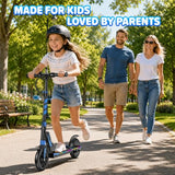 Aolorozo Electric Scooter for Kids, 250W Motor, Up to 10 MPH & 12 Miles, 8" Solid Tires, Foldable Kick Scooter with Dual Brakes System & Front Suspension, 4-Level Height Adjustable, UL2272 Certified