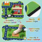 HBUFBUQ Non Slip City Road Traffic Carpet for Toy Cars, Kids Play Rug 3x5 Feet Education Town Map with Zoo and Shop Learning Area Rug for Boys Girls Playroom Bedroom