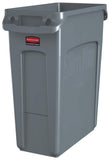 Rubbermaid Commercial Products SLIM JIM Plastic Rectangular Trash/Garbage Can/Bin with Venting Channels, 16 GAL, Gray, for Kitchens/Classrooms/Offices/Back of House Rubbermaid Commercial Products