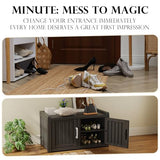 EasyUp Shoe Bench Waterproof,Resin Shoe Cabinet,Outdoor Storage,Industrial Hallway Bench with Adjustable Shelves for Entryway,Living Room,Bedroom(Black,Double Door)