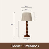 Walnut colorWood Base Table lamp,8x8x18 inch Country Style Desk lamp,Modern Pleated lampshade Suitable for bedrooms and Offices Pack of 2 (Bulbs Not Included)