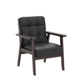Okeysen Accent Chairs Set of 2, Mid Century Modern Accent Chair, Retro Wood and Leather Armchairs Side Chair, Lounge Reading Comfy Arm Chair for Living Room, Bedroom, Office