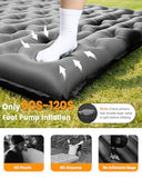 LLUAII Double Sleeping Pad for Camping, 5.9 Inch Thick Self Inflating Sleeping Mat for Camping with Built in Pillow and Foot Pump, 2 Person Camping Mattress for Backpacking Hiking