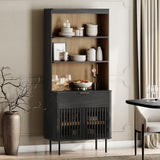 WAMPAT 72.8" Tall 5 Tiers Bookshelf with Doors & Drawer for Home Office