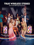 YIER Bluetooth Speaker, 240W Peak Loud Party Speaker with Big Bass, 20H Playtime, TWS, BT5.3, Large Portable Wireless Boom Box with LED Light for Outdoor Backyard Beach Home (Leather Red)
