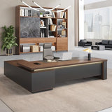 71" L-Shaped Executive Desk with LED Accent Light, Reversible Return, Locking Drawers & 3-in-1 Charging Station