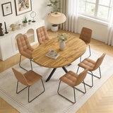7-Piece Extendable Round Dining Table with Chairs Set for 6, 43"-59" Kitchen Dining Table
