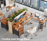 Furologee 66” L Shaped Desk with Power Outlet, Reversible Home Office Desk