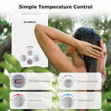 Portable Camplux Propane 1.58 GPM Tankless Gas, On Demand Water Heater, White