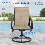 PHI VILLA 9 Pcs Outdoor Dining Set, 82'' Metal Table & Brown Swivel Chairs