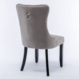 MOOLSUN Velvet Dining Chairs Set of 8, High Back Side Chairs, Modern Padded High-End Tufted Upholstered Chairs with Button-Tufted Back & Rear Pull Tabs, Solid Wood Legs E-Gray(Solid Wood Legs)