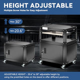 Auto Dynasty 3-Layer Height Adjustable Rolling AV Cart with Locking Storage Cabinet, 30" H, 4 Wheel, 3 Outlets, 2 USB Ports