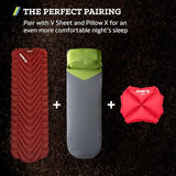 KLYMIT Insulated Static V Inflatable Sleeping Pad | Comfortable, Lightweight, Easy to Inflate, Portable Air Bed Mattress for Camping, Backpacking and Hiking — Red