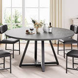 Jocoevol 51“ Round Kitchen Dining Room Table for 6-8, Circle Dining Dinner Table with Pedestal Metal Frame, Space Saving Wood