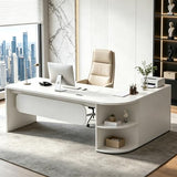 SimpArt Executive L-Shaped Office Desk with Storage Shelves, Modern Executive Desk
