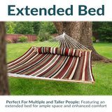 Sunnydaze Extra Large Quilted Hammock with Spreader Bars - 2-Person Hammock for Outside - Awning Stripe
