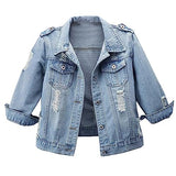 Hixiaohe Spring Summer Jean Jacket for Women Trendy Half Sleeve Button Down Short Denim Jacket Retro Cropped Trucker Coat