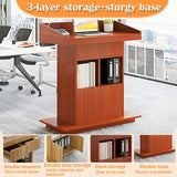 Wooden Lectern Podium Stand with Drawers - Adjustable Height Speaking Lectern for Churches